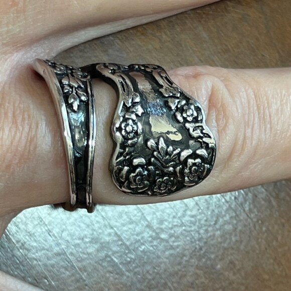 Boho Floral Adjustable Spoon Ring #762 - Picture 4 of 5